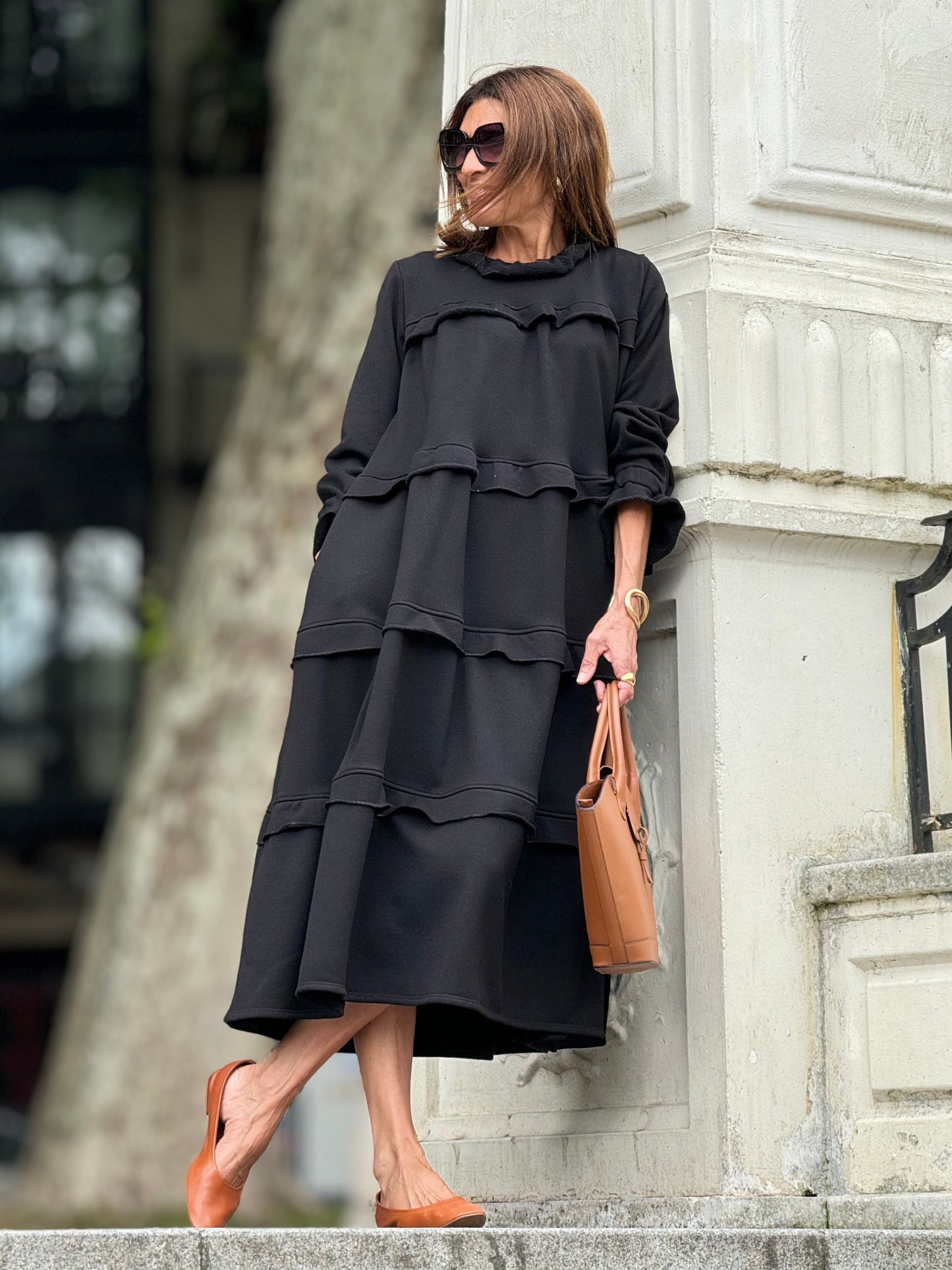 Clara | Black Ruffle Pocket Dress™