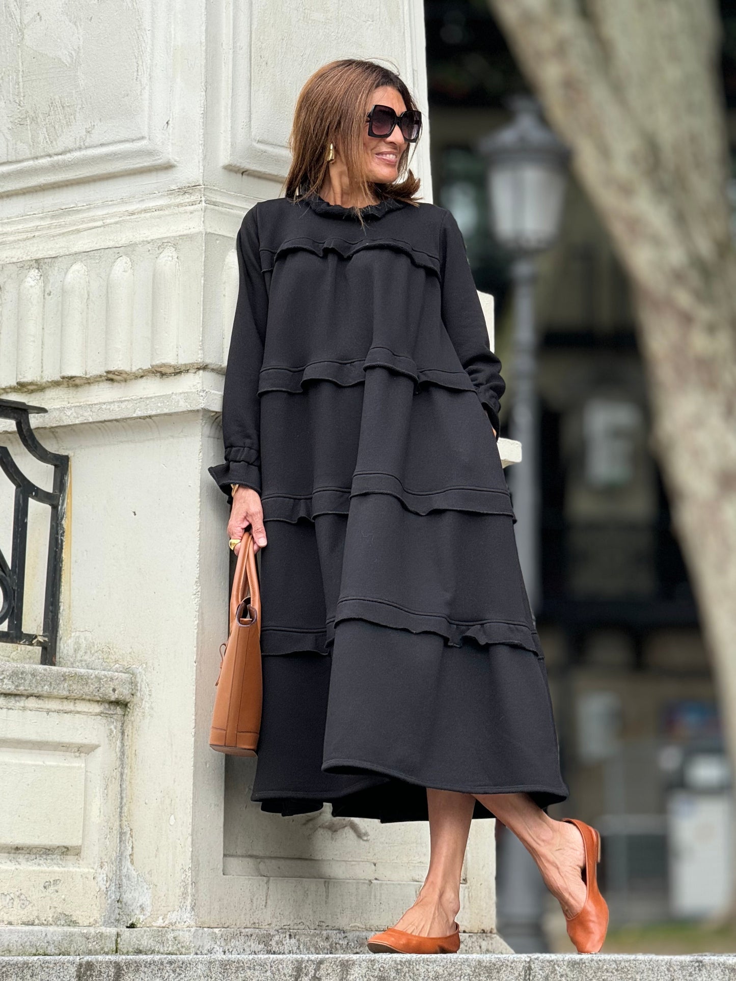 Clara | Black Ruffle Pocket Dress™