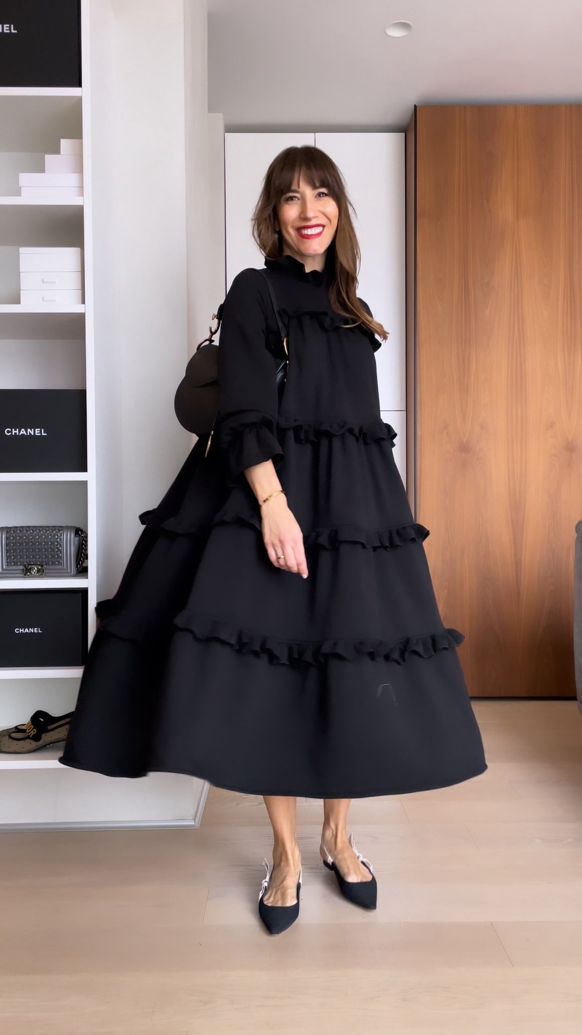 Clara | Black Ruffle Pocket Dress™