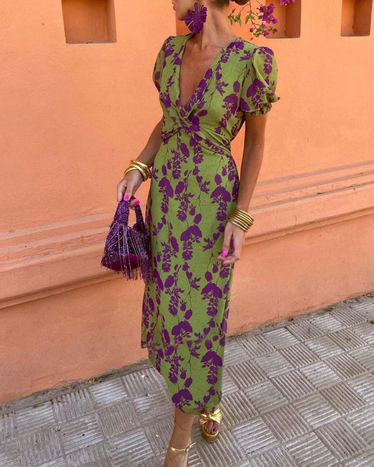 Angelina | Stunning V-Neck Midi Dress™