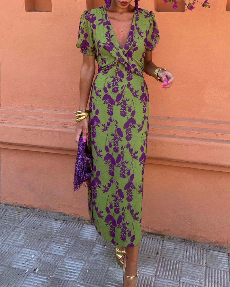 Angelina | Stunning V-Neck Midi Dress™