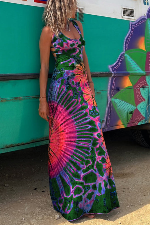 Sierra | La Bamba Tie-Dye Lace-Up Maxi Dress™