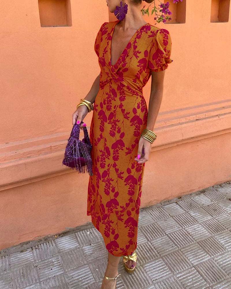 Angelina | Stunning V-Neck Midi Dress™
