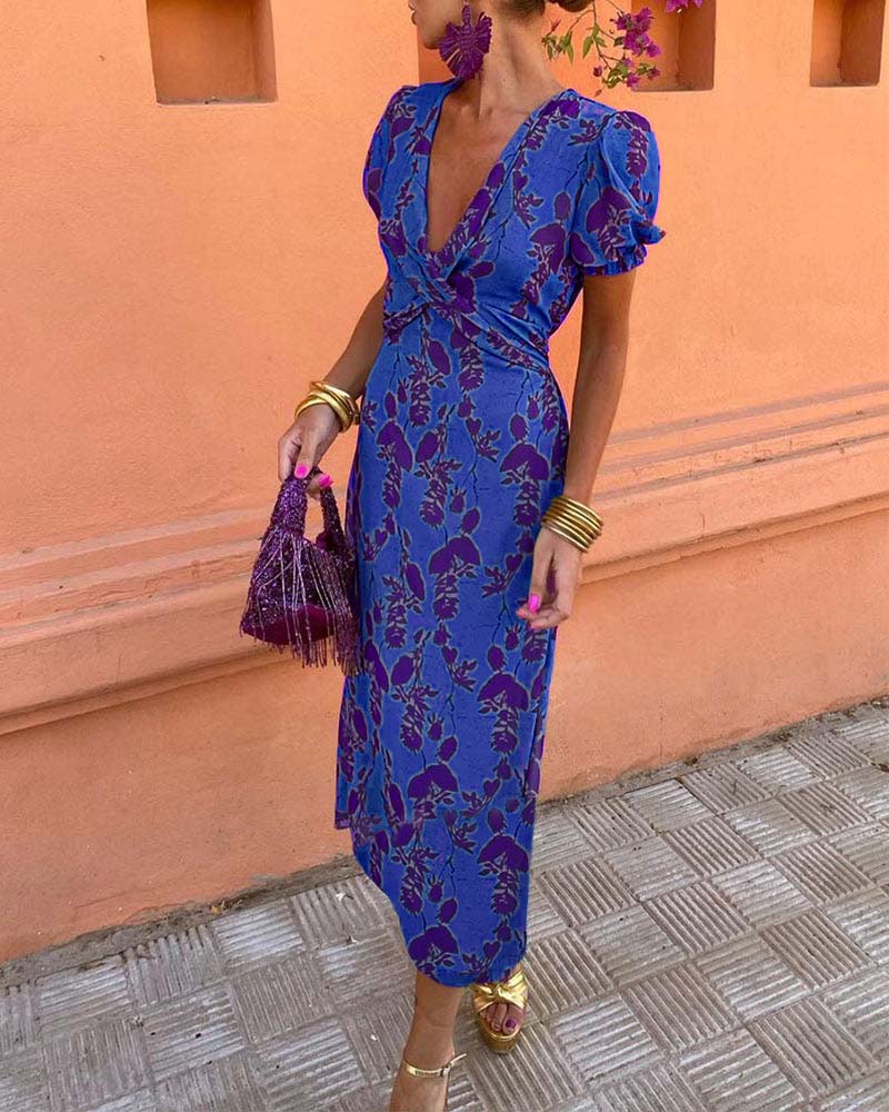 Angelina | Stunning V-Neck Midi Dress™