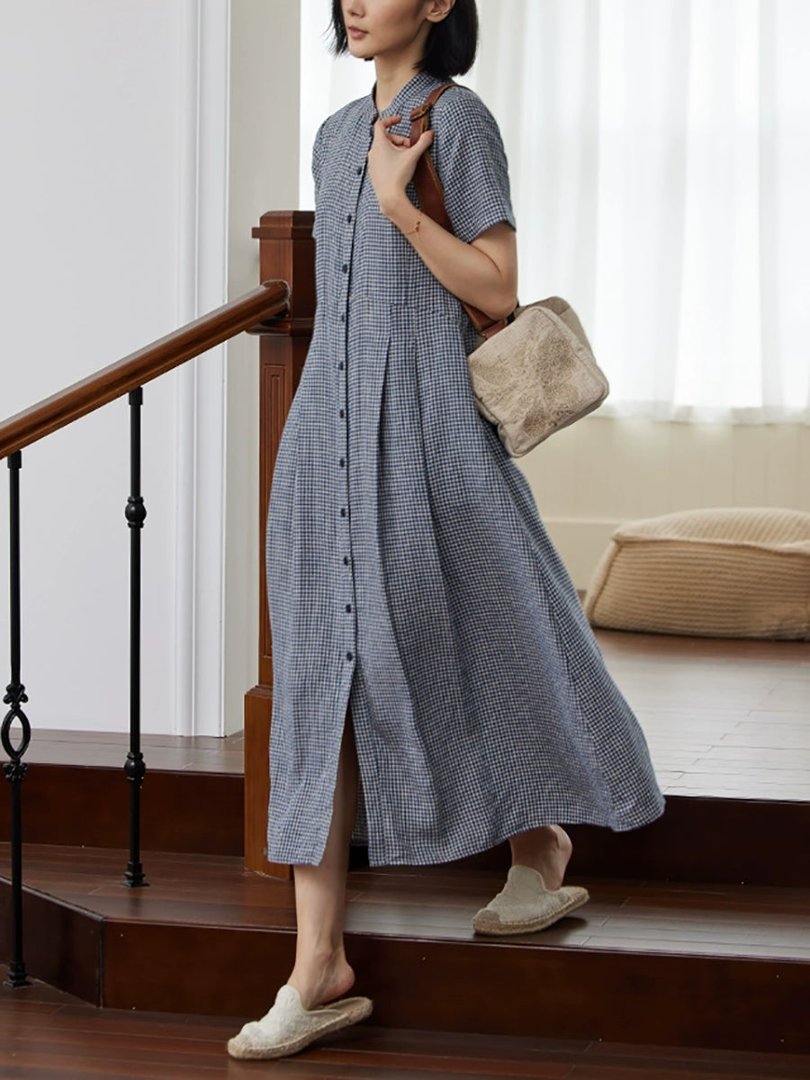 Evie | Heritage Check Linen Midi Dress™ (plus size)