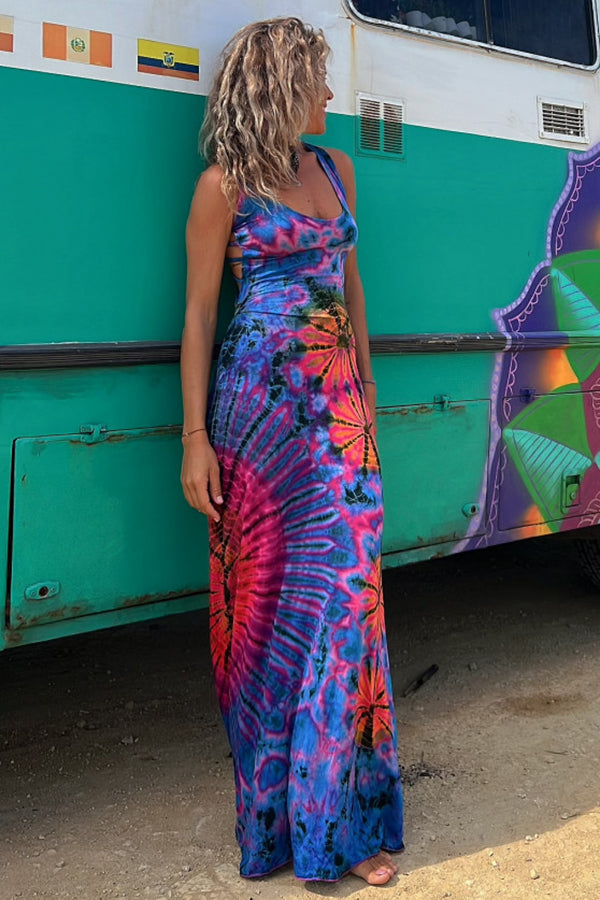 Sierra | La Bamba Tie-Dye Lace-Up Maxi Dress™