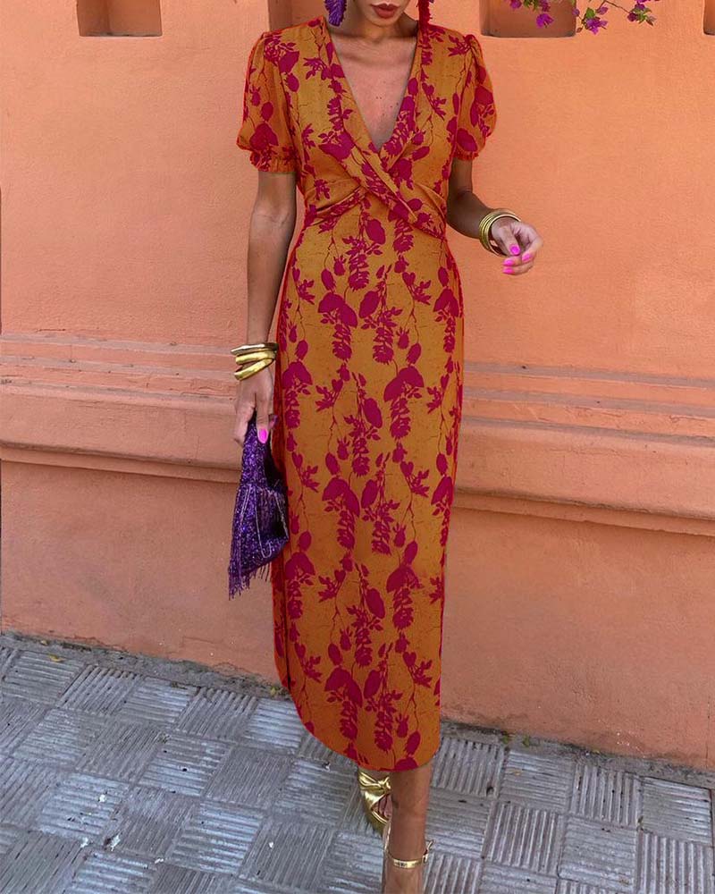 Angelina | Stunning V-Neck Midi Dress™
