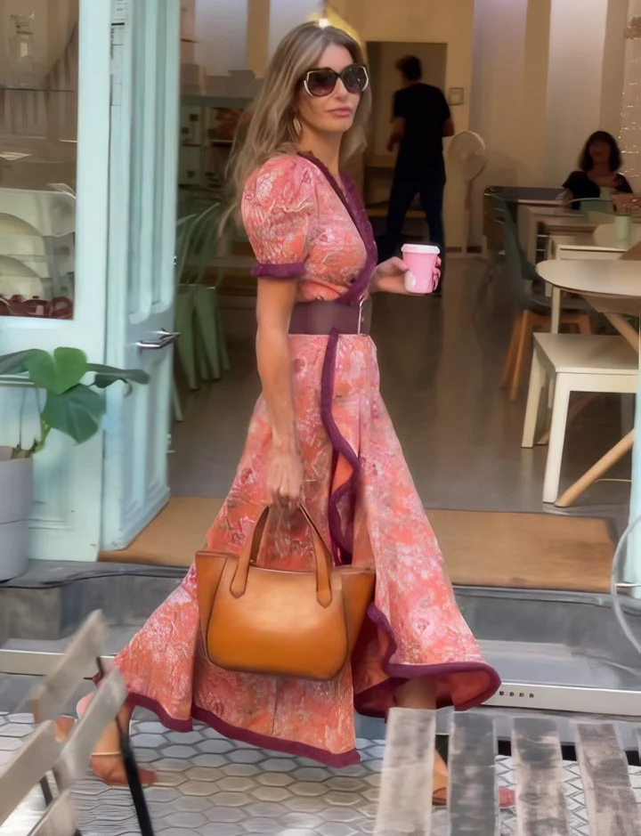 Matilda | Elegant Pink Short Sleeve Maxi Dress™