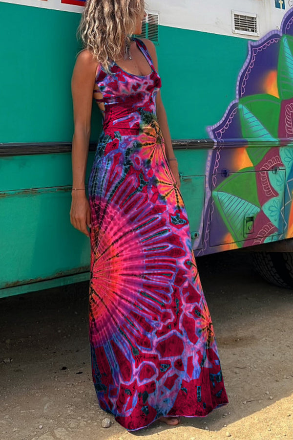 Sierra | La Bamba Tie-Dye Lace-Up Maxi Dress™