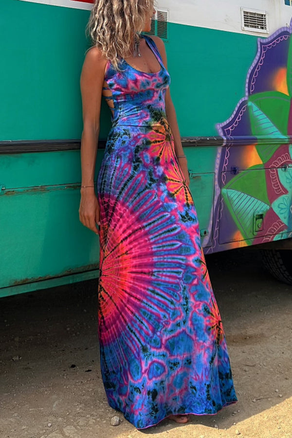 Sierra | La Bamba Tie-Dye Lace-Up Maxi Dress™