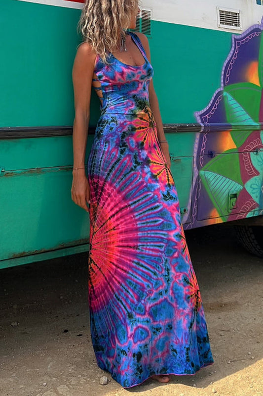 Sierra | La Bamba Tie-Dye Lace-Up Maxi Dress™