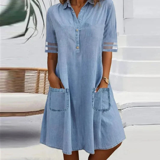 Aurelie | Denim Mini Dress with Side Pockets™